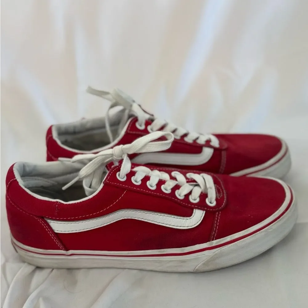 Vans Red White Men’s Size 9 Skate Shoes Old Skool Canvas Low